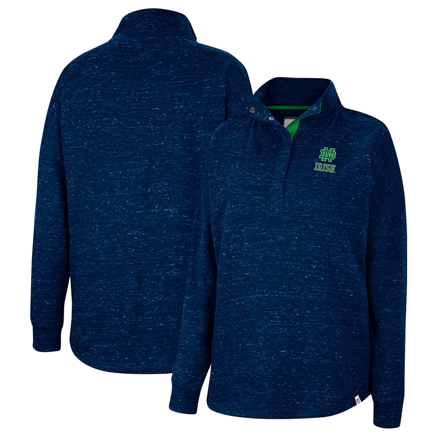 Women's Colosseum Navy Notre Dame Fighting Irish Natalie Speckled Quarter-Snap Top