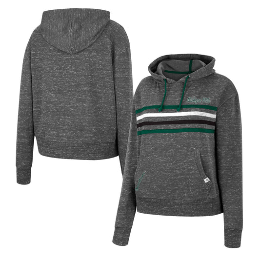 Women's Colosseum Charcoal Michigan State Spartans Backstage Speckled Pullover Hoodie