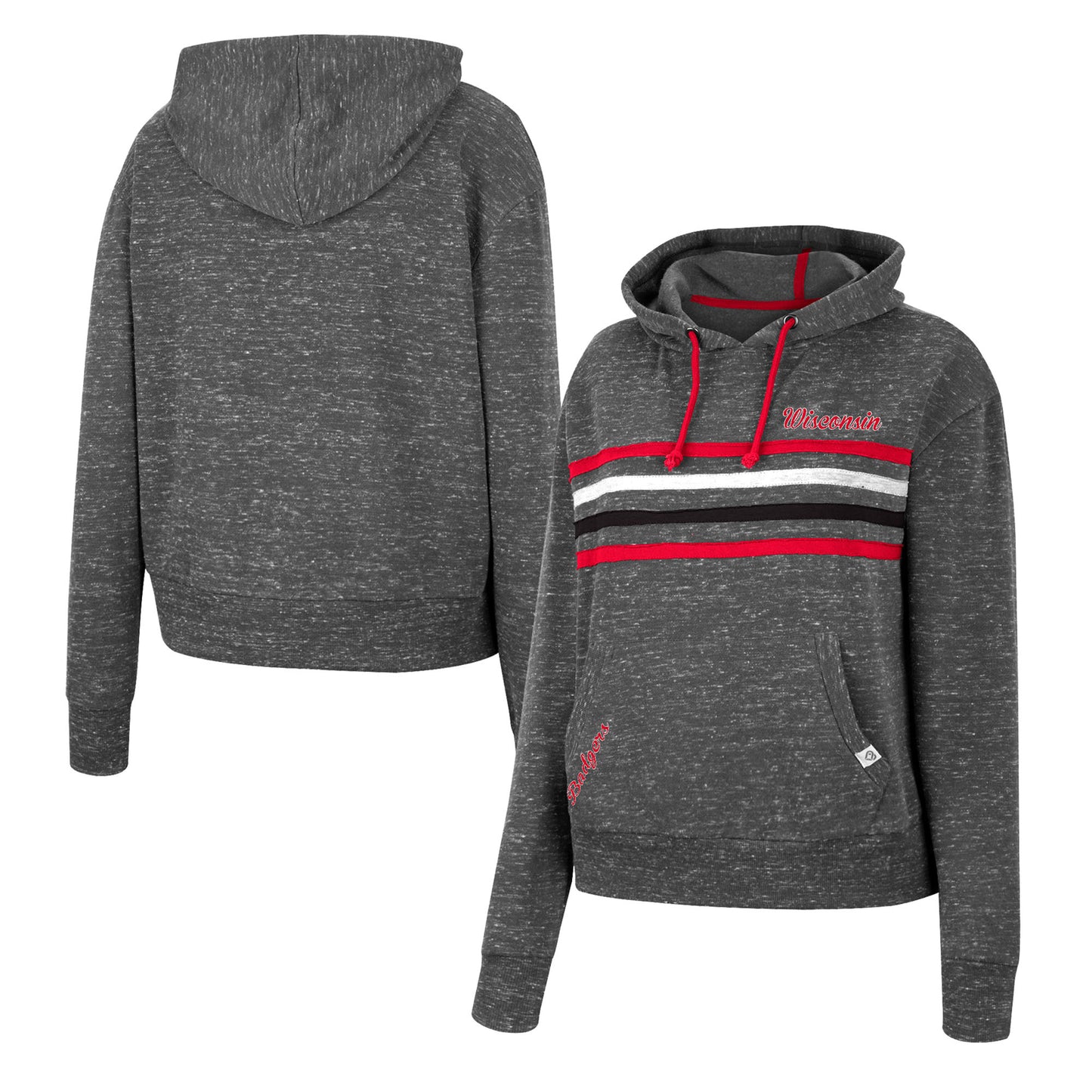 Women's Colosseum Charcoal Wisconsin Badgers Backstage Speckled Pullover Hoodie