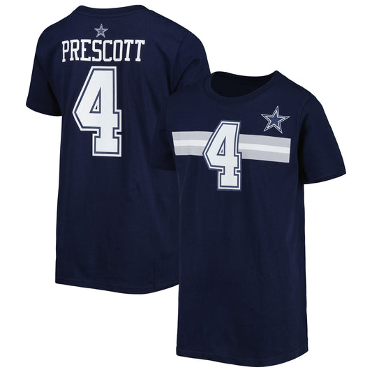 Youth Dak Prescott Navy Dallas Cowboys Name & Number Player T-Shirt