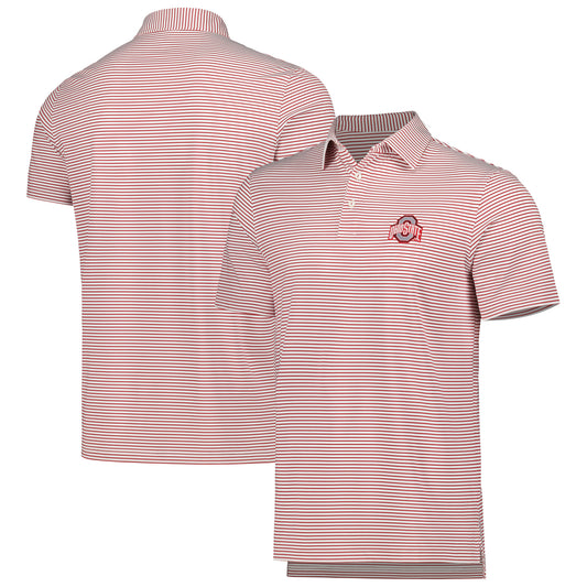 Men's Vineyard Vines Scarlet Ohio State Buckeyes Bradley Stripe Sankaty Polo