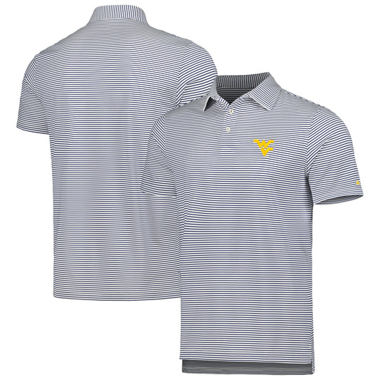 Men's Vineyard Vines Navy West Virginia Mountaineers Bradley Stripe Sankaty Polo