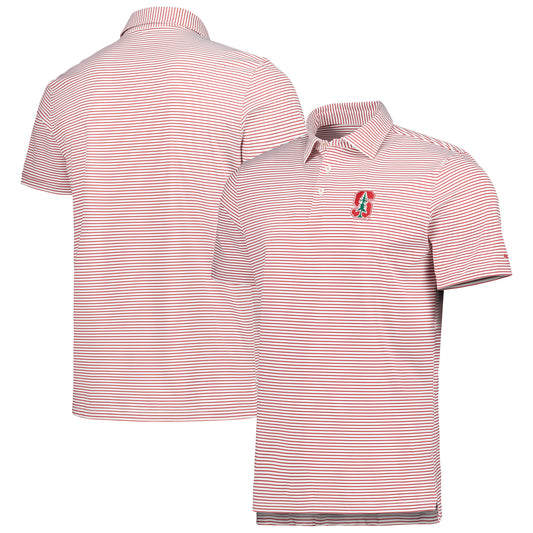 Men's Vineyard Vines Cardinal Stanford Cardinal Bradley Stripe Sankaty Polo