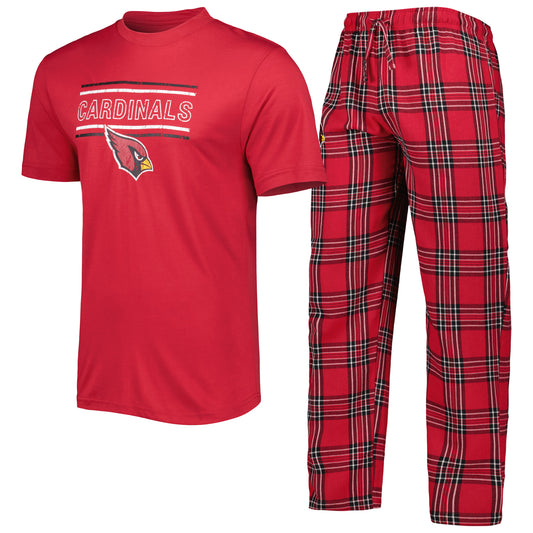 Men's Concepts Sport Cardinal/Black Arizona Cardinals Badge Top & Pants Sleep Set