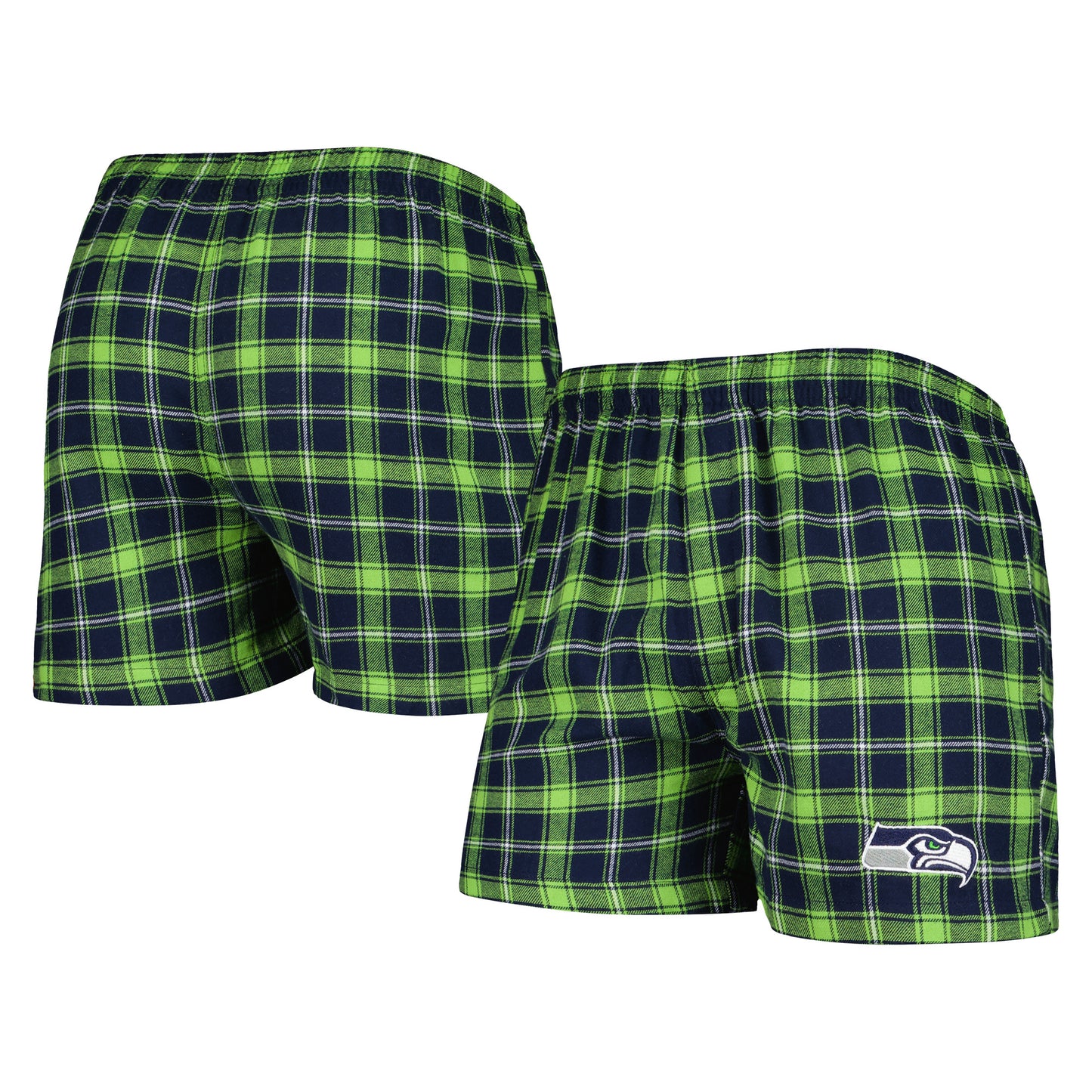 Men's Concepts Sport College Navy/Neon Green Seattle Seahawks Ledger Flannel Boxers