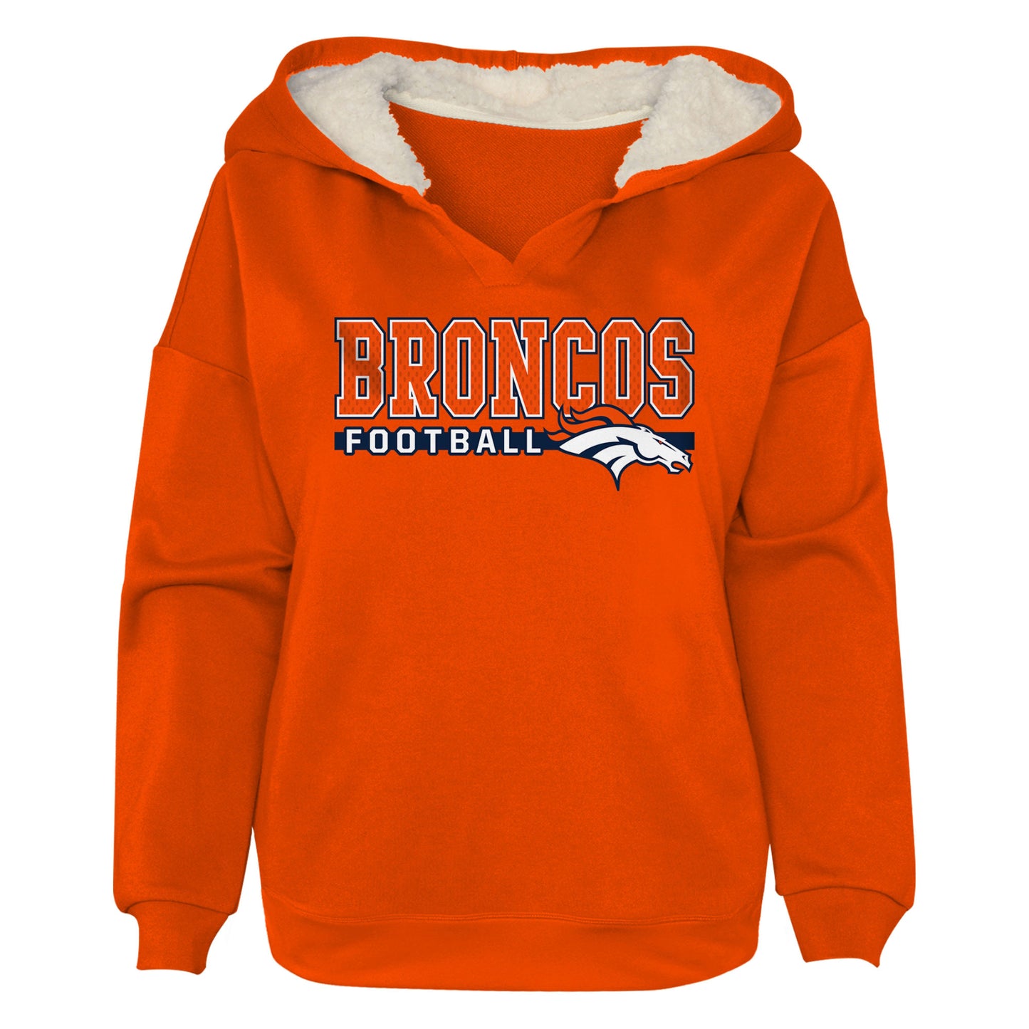 Girls Toddler Orange Denver Broncos Football Pullover Hoodie