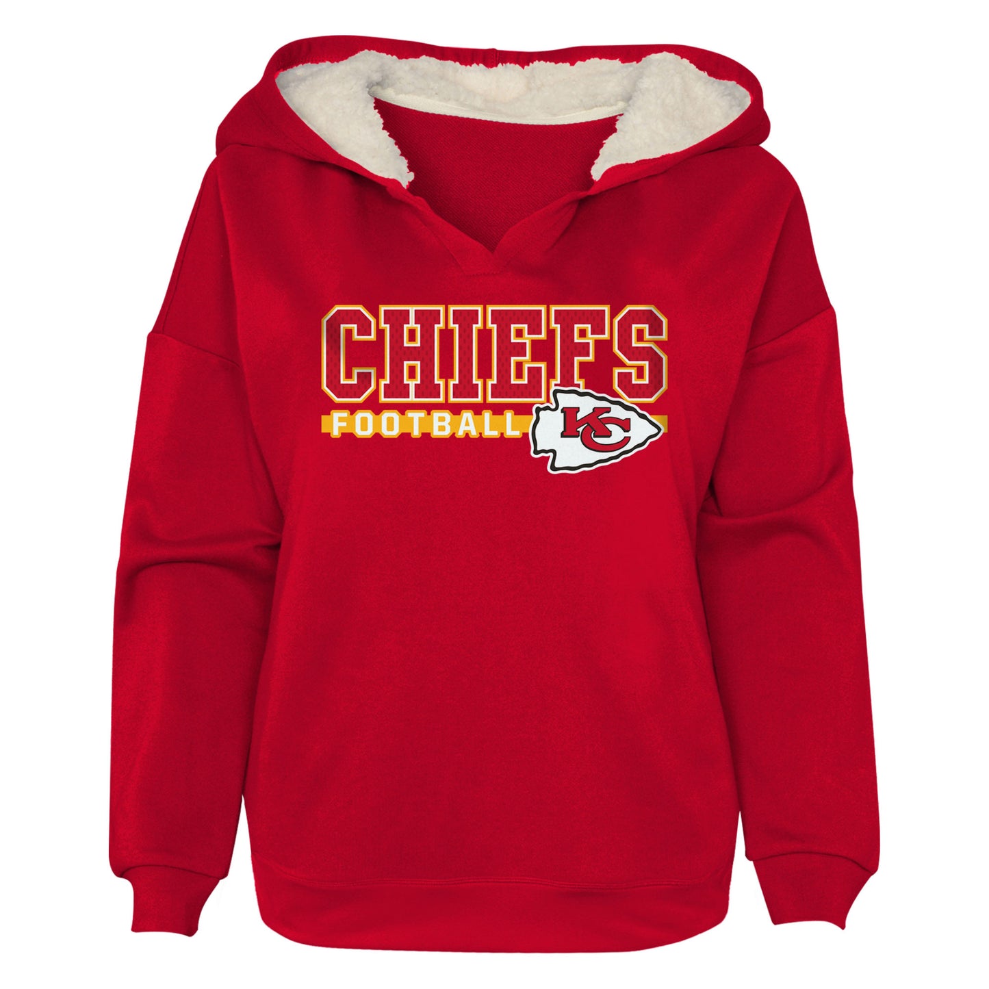 Girls Toddler Red Kansas City Chiefs Football Pullover Hoodie