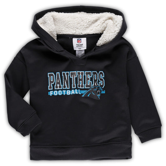 Girls Toddler Black Carolina Panthers Football Pullover Hoodie