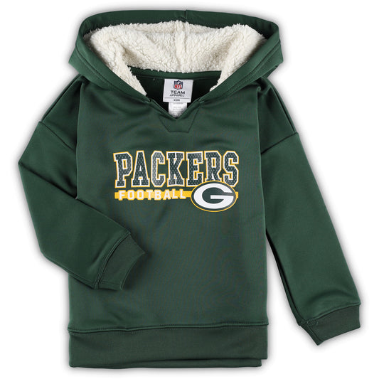 Girls Toddler Green Green Bay Packers Football V-Neck Pullover Hoodie