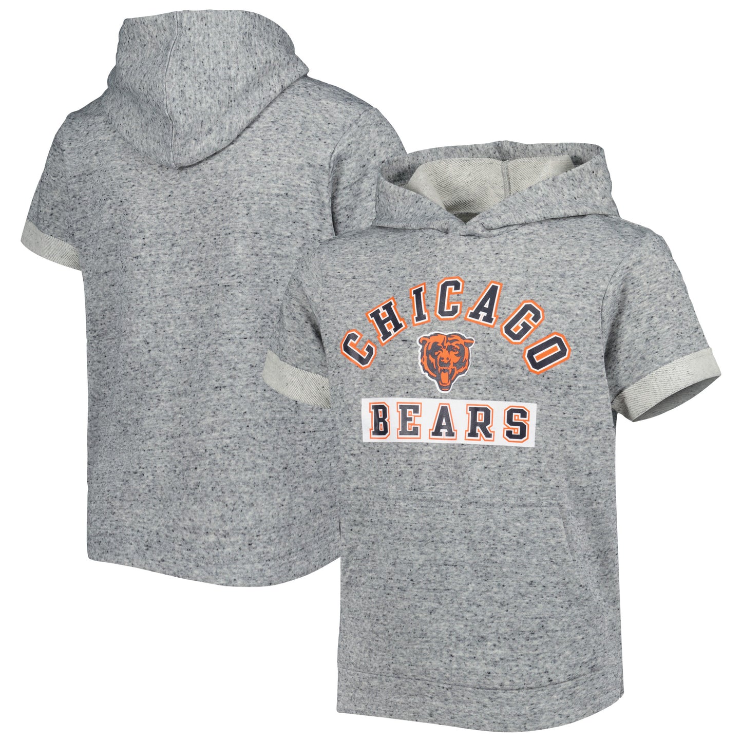 Youth Heather Gray Chicago Bears Short Sleeve Pullover Hoodie