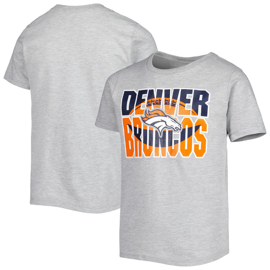 Youth Heather Gray Denver Broncos Football T-Shirt