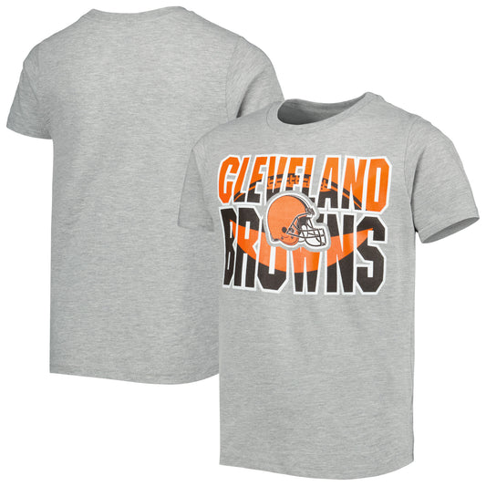 Youth Heather Gray Cleveland Browns Football T-Shirt