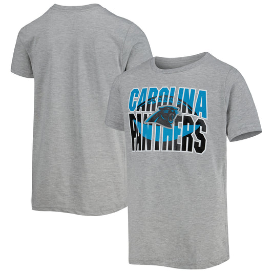 Youth Heather Gray Carolina Panthers Football T-Shirt