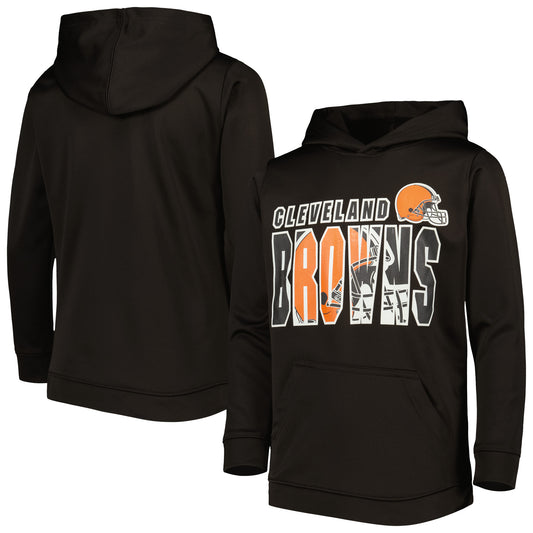 Youth Brown Cleveland Browns Double Logo Pullover Hoodie