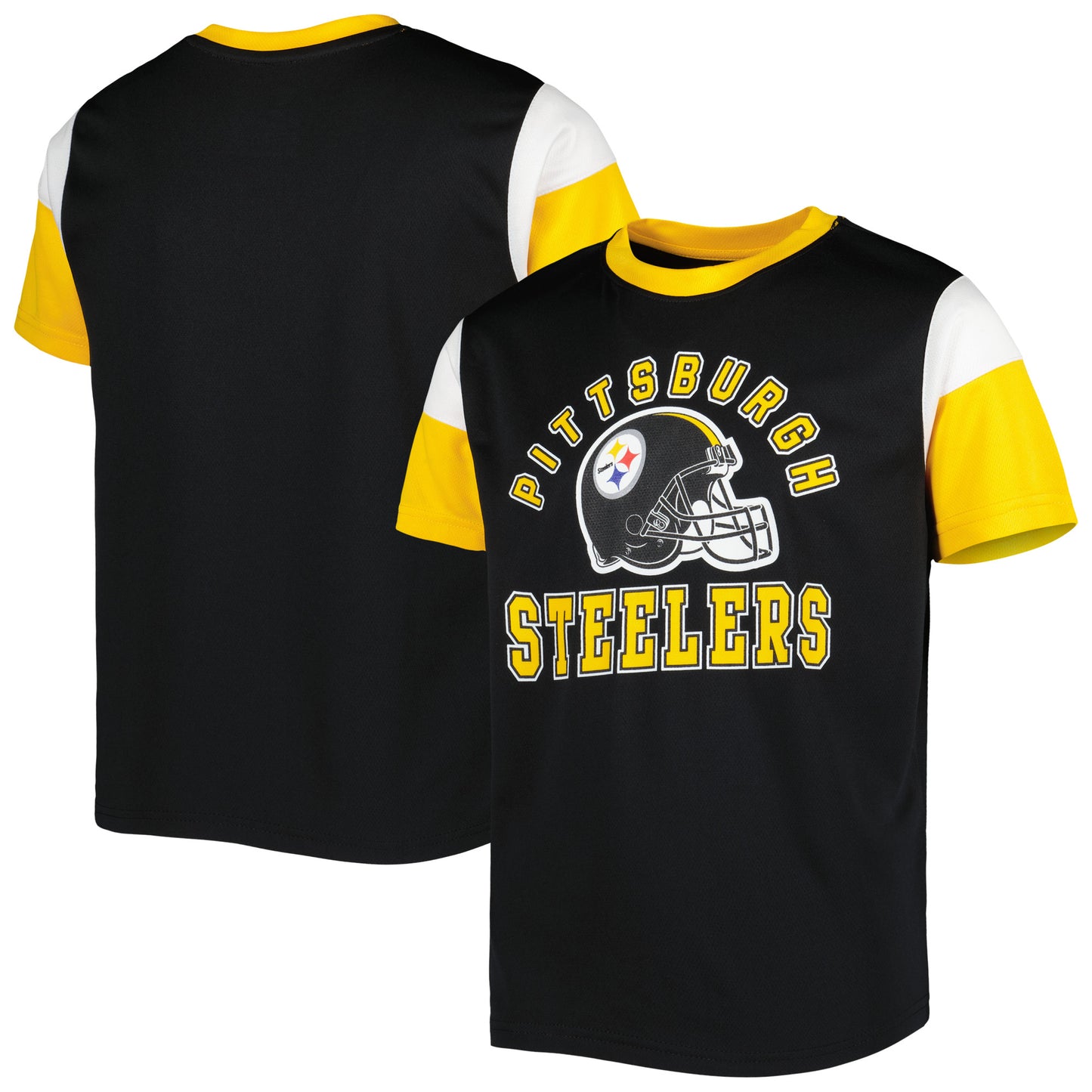 Youth Black Pittsburgh Steelers Helmet T-Shirt