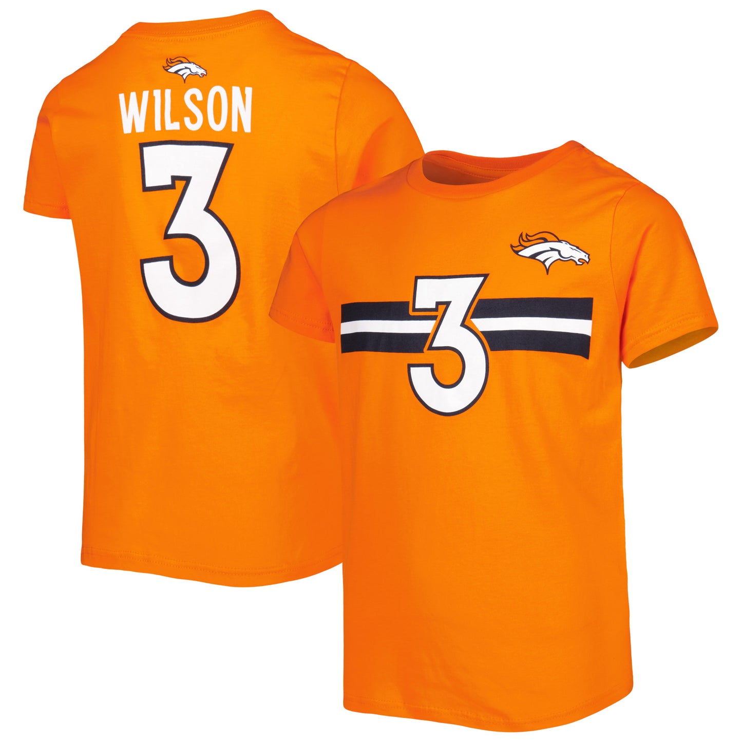 Youth Russell Wilson Orange Denver Broncos Player Name & Number T-Shirt