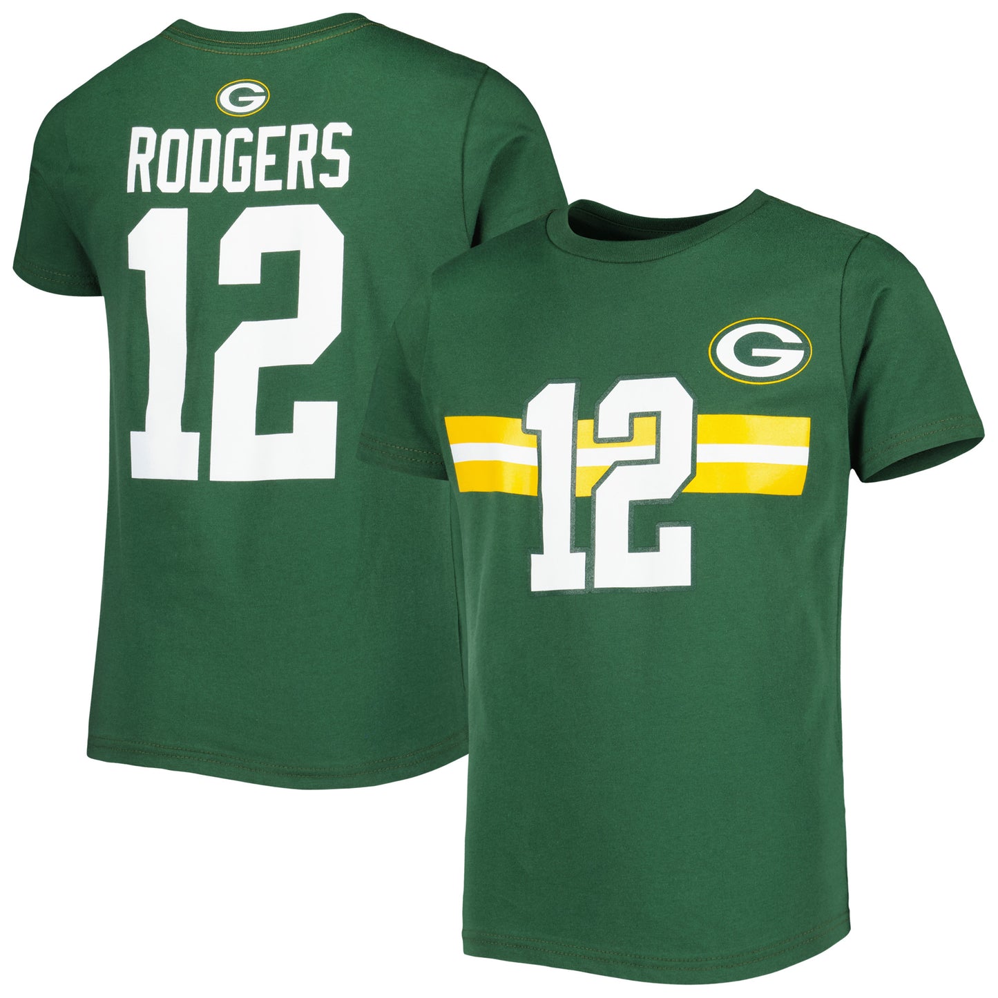 Youth Aaron Rodgers Green Green Bay Packers Player Name & Number Team T-Shirt