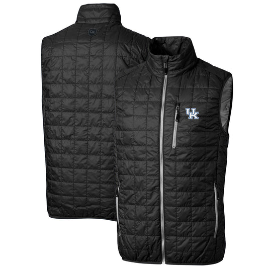 Men's Cutter & Buck Black Kentucky Wildcats Big & Tall Rainier PrimaLoft Eco Full-Zip Puffer Vest