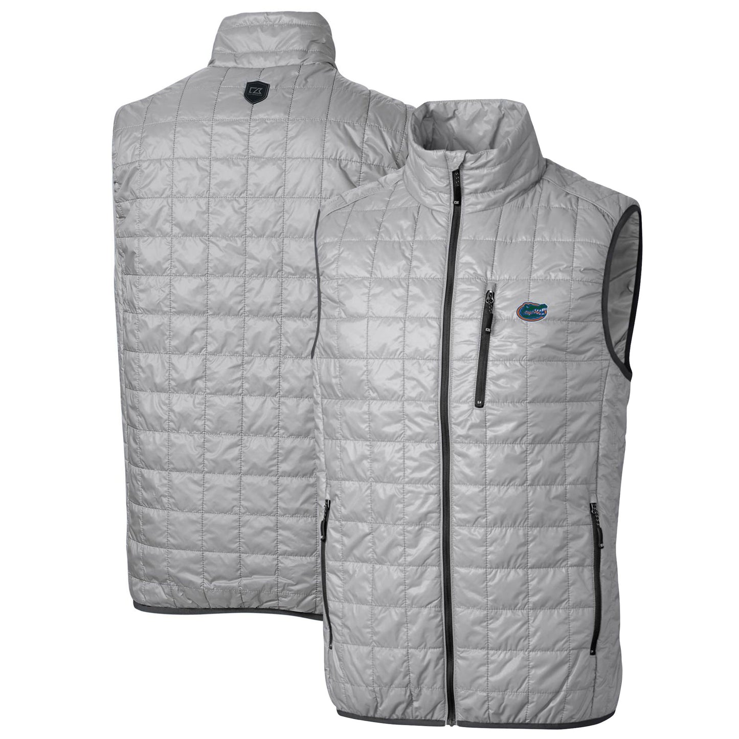 Men's Cutter & Buck Gray Florida Gators Big & Tall Rainier PrimaLoft Eco Full-Zip Puffer Vest