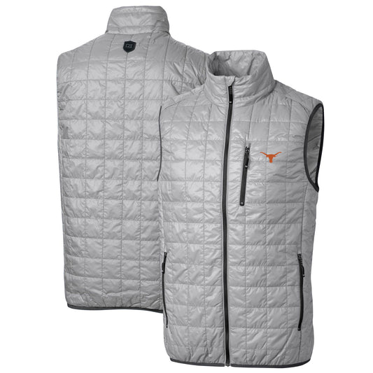 Men's Cutter & Buck Gray Texas Longhorns Big & Tall Rainier PrimaLoft Eco Full-Zip Puffer Vest