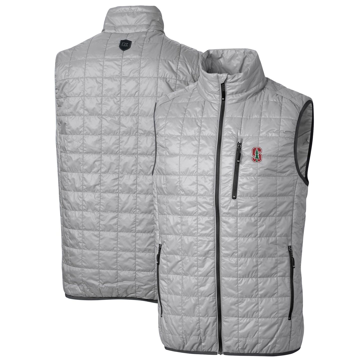 Men's Cutter & Buck Gray Stanford Cardinal Big & Tall Rainier PrimaLoft Eco Full-Zip Puffer Vest