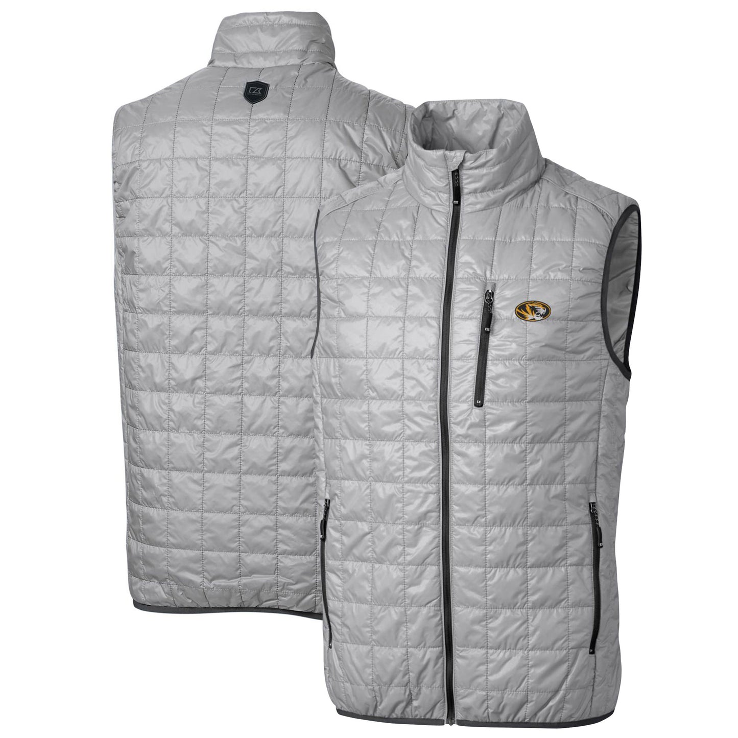 Men's Cutter & Buck Gray Missouri Tigers Big & Tall Rainier PrimaLoft Eco Full-Zip Puffer Vest