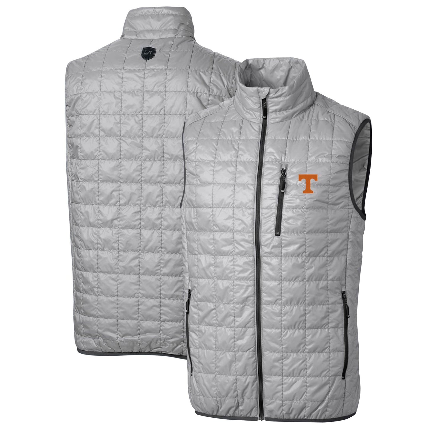 Men's Cutter & Buck Gray Tennessee Volunteers Big & Tall Rainier PrimaLoft Eco Full-Zip Puffer Vest