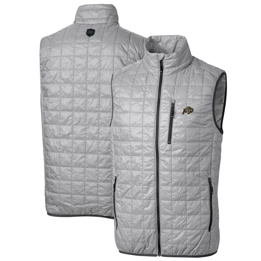 Men's Cutter & Buck Gray Colorado Buffaloes Big & Tall Rainier PrimaLoft Eco Full-Zip Puffer Vest