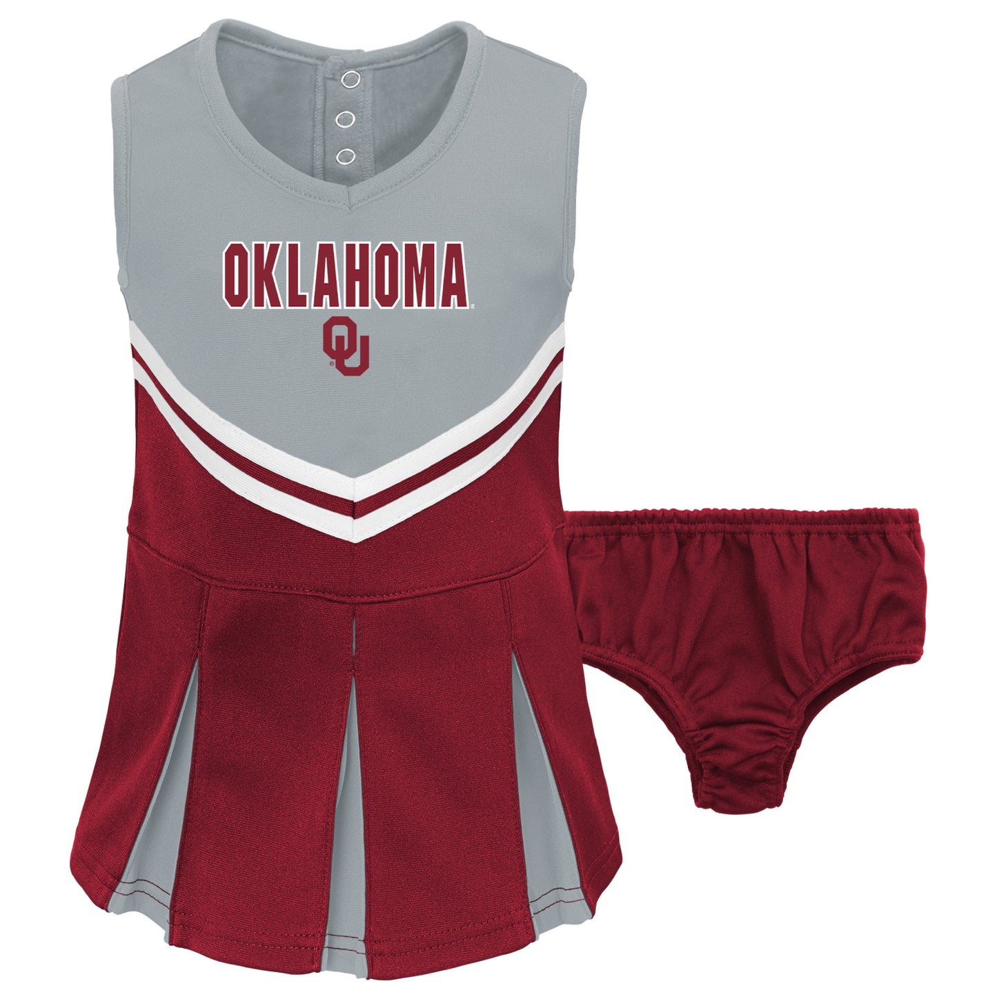 Girls Toddler Gray/Crimson Oklahoma Sooners Cheerleader Set with Dress & Bloomers