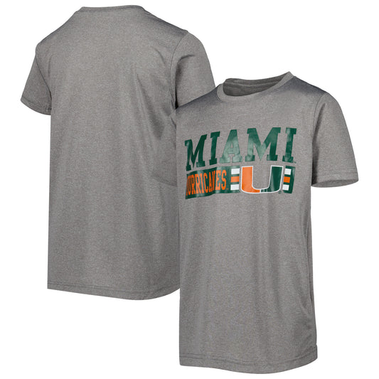 Youth Gray Miami Hurricanes Logo Team T-Shirt