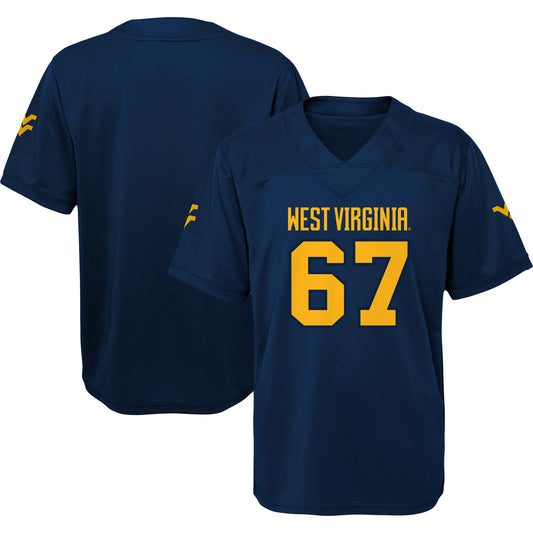 Youth #67 Navy West Virginia Mountaineers Jersey