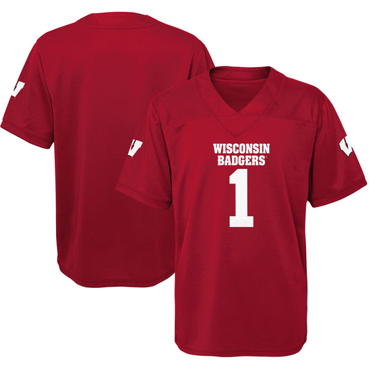 Youth #1 Red Wisconsin Badgers Jersey