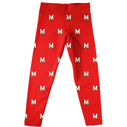 Girls Infant Vive La Fete Red Maryland Terrapins All Over Print Leggings