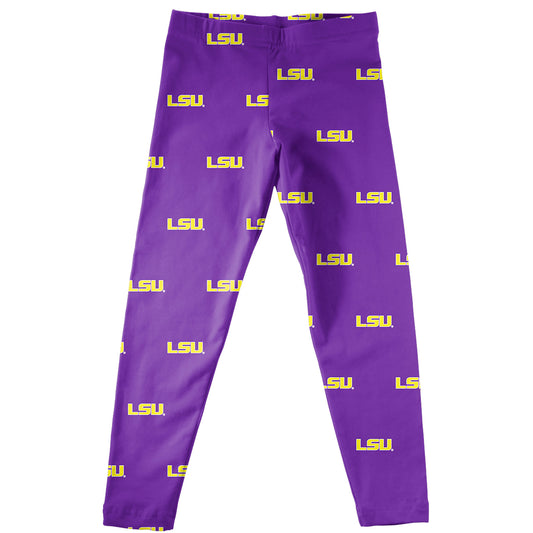 Girls Toddler Vive La Fete Purple LSU Tigers All Over Print Leggings