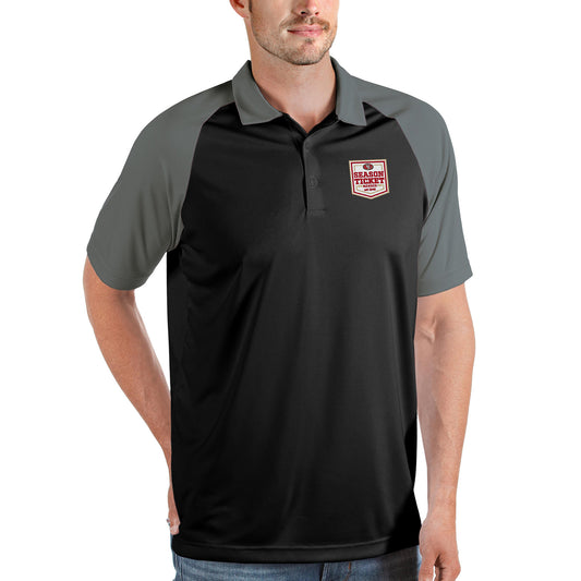Men's Antigua Black/Steel San Francisco 49ers Season Ticket Member Nova Polo