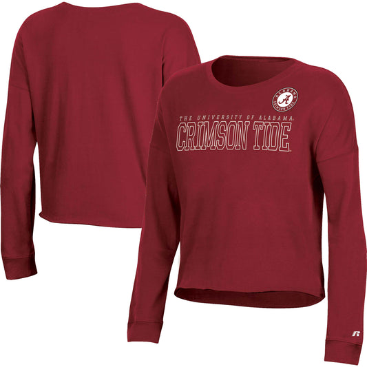 Women's Russell Crimson Alabama Crimson Tide Fashion Cropped Long Sleeve T-Shirt