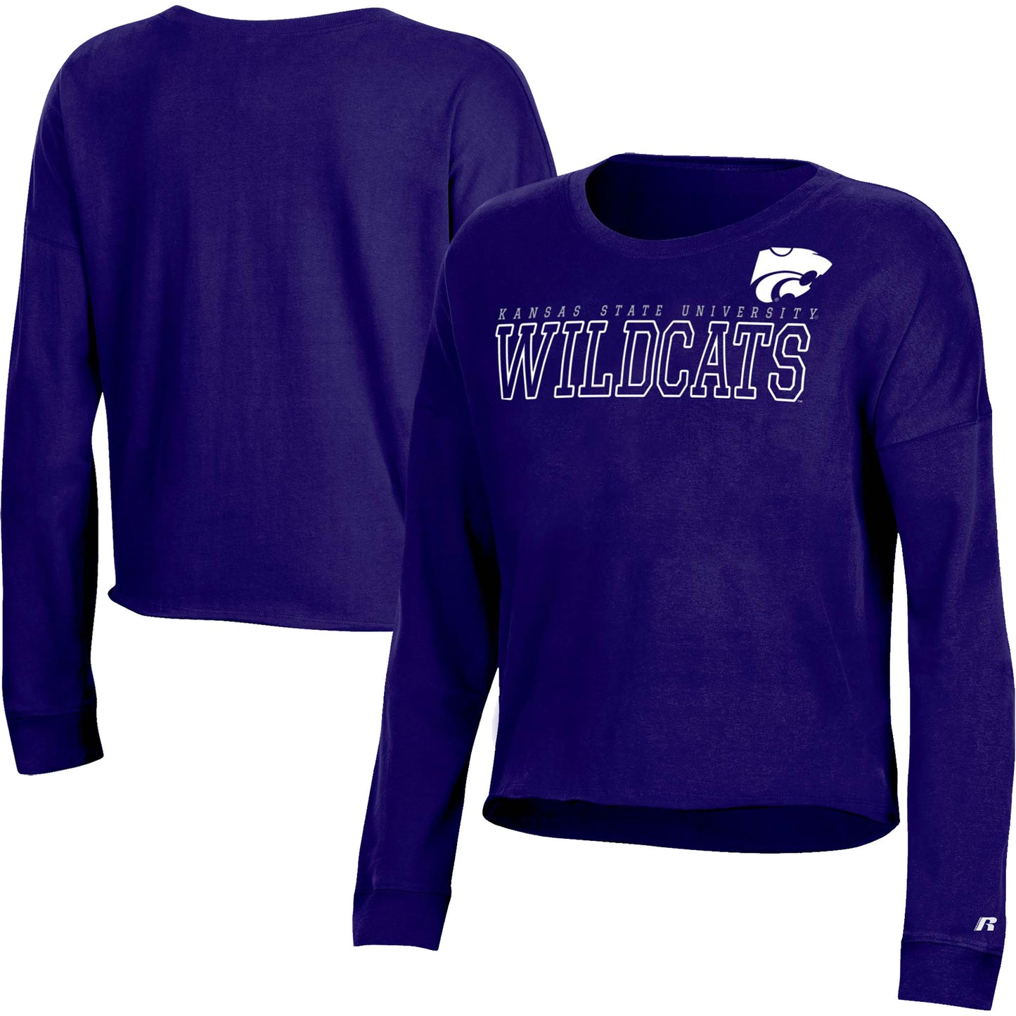 Women's Russell Purple Kansas State Wildcats Fashion Cropped Long Sleeve T-Shirt