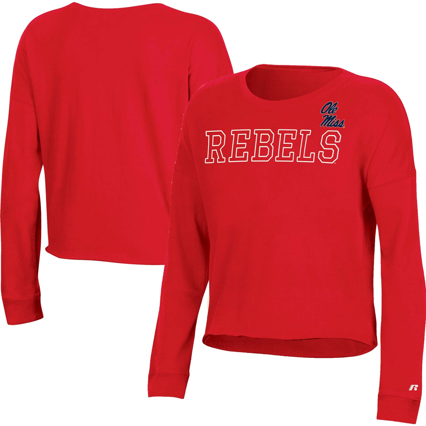 Women's Russell Red Ole Miss Rebels Fashion Cropped Long Sleeve T-Shirt