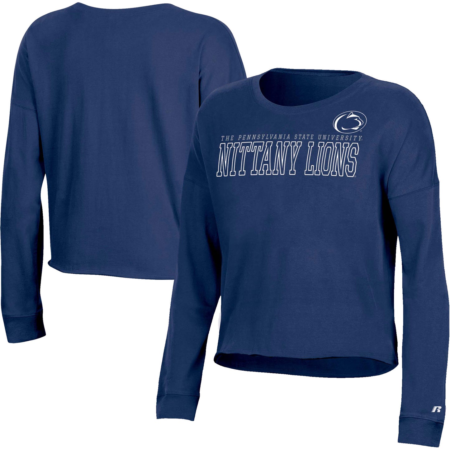 Women's Russell Navy Penn State Nittany Lions Fashion Cropped Long Sleeve T-Shirt