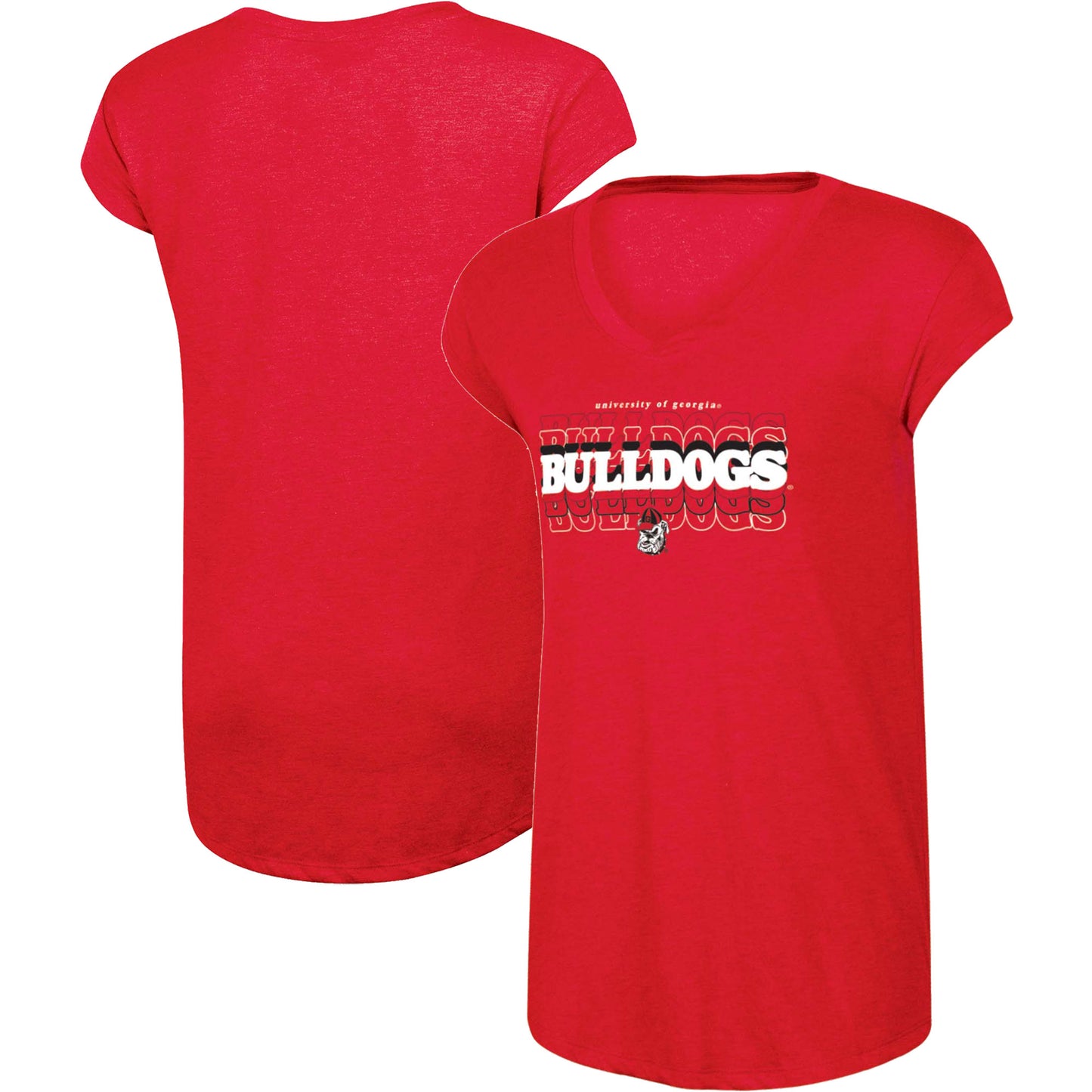 Women's Russell Heather Red Georgia Bulldogs Wordmark V-Neck T-Shirt