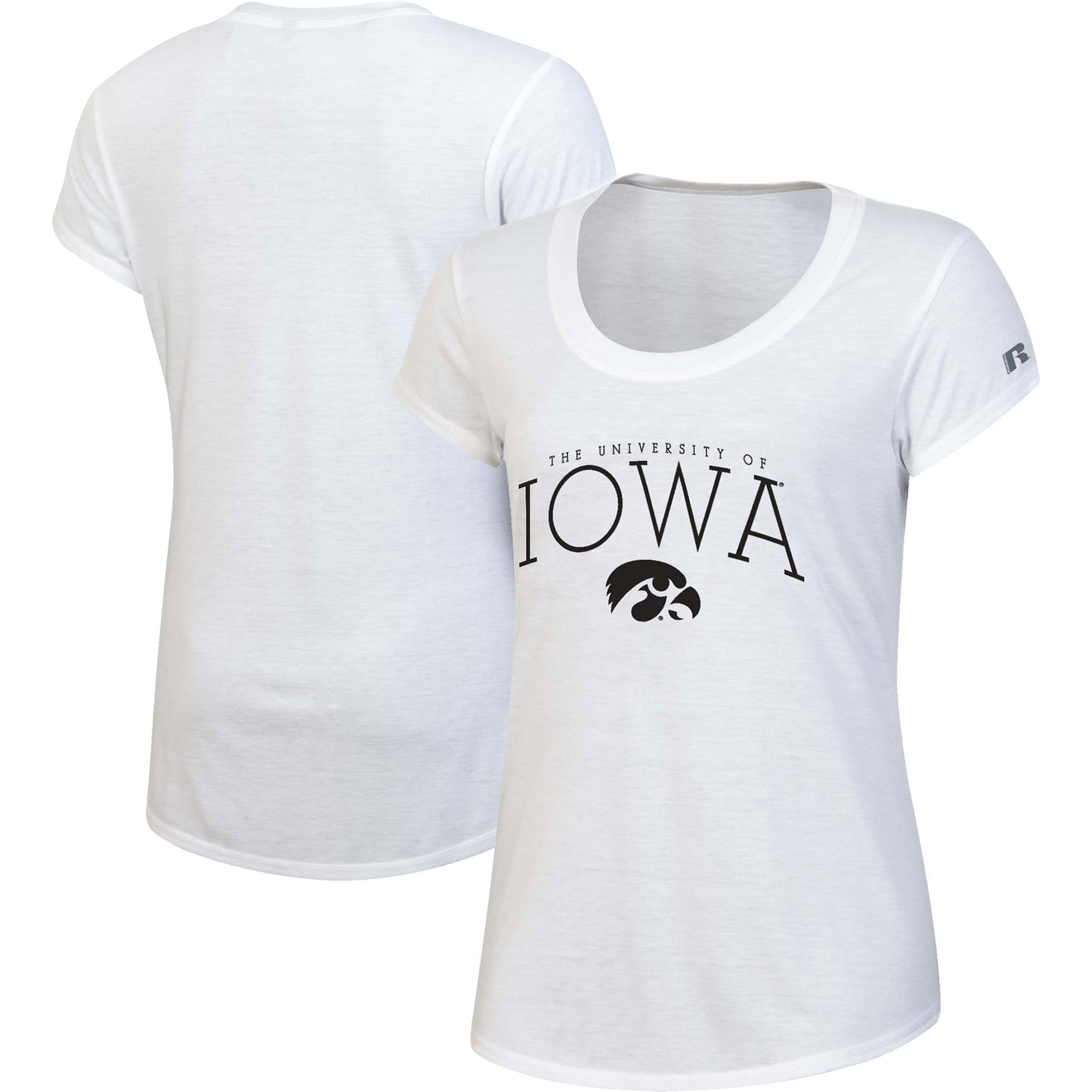 Women's Russell White Iowa Hawkeyes Wordmark Scoop Neck T-Shirt