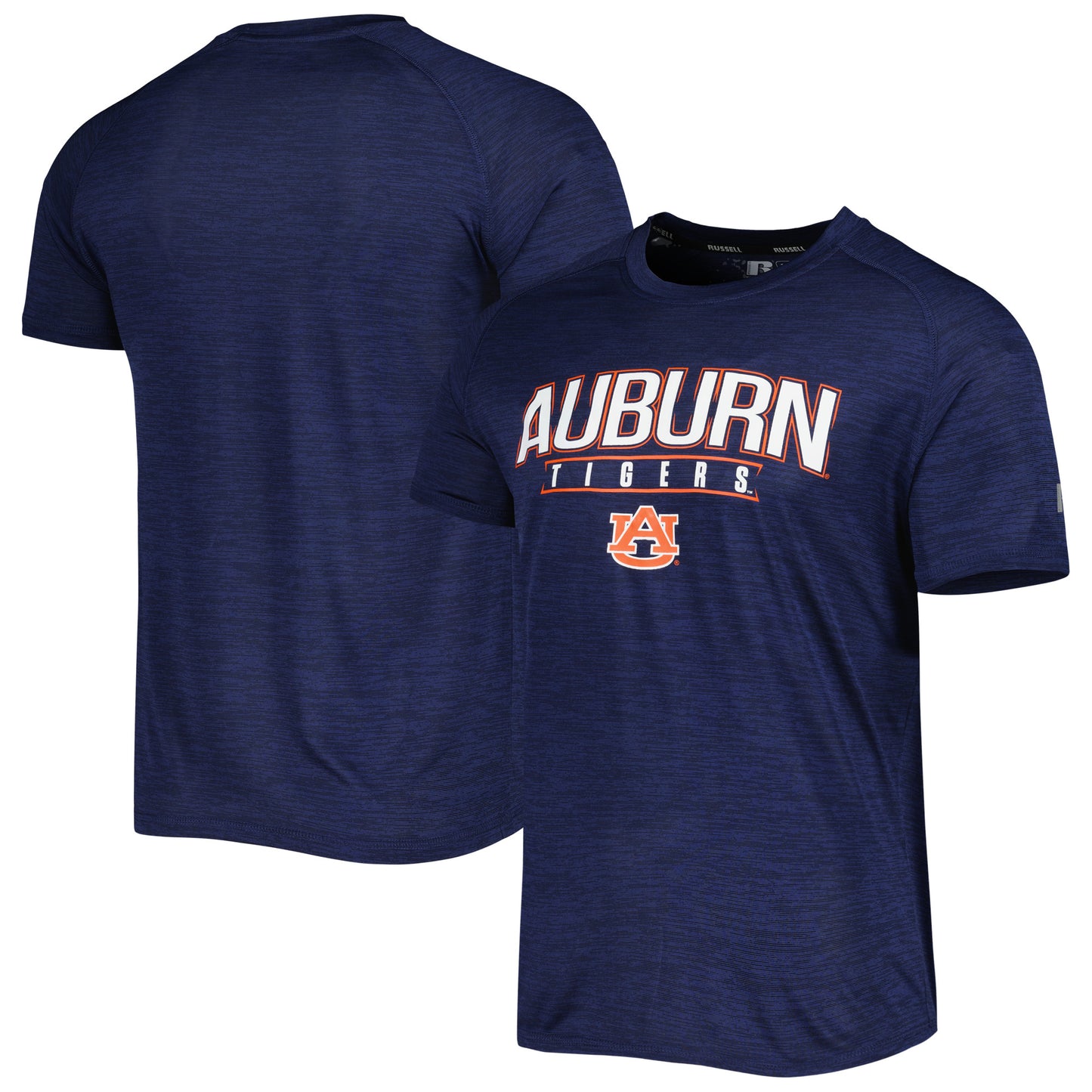 Men's Russell Heather Navy Auburn Tigers Wordmark Raglan T-Shirt