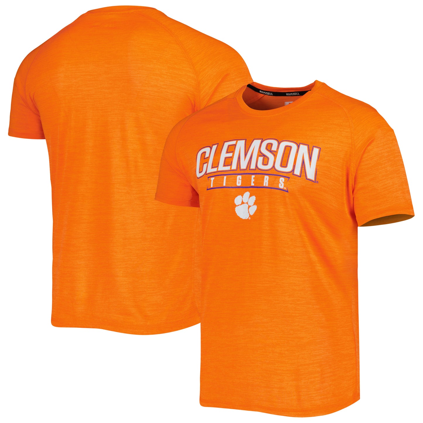 Men's Russell Heather Orange Clemson Tigers Wordmark Raglan T-Shirt