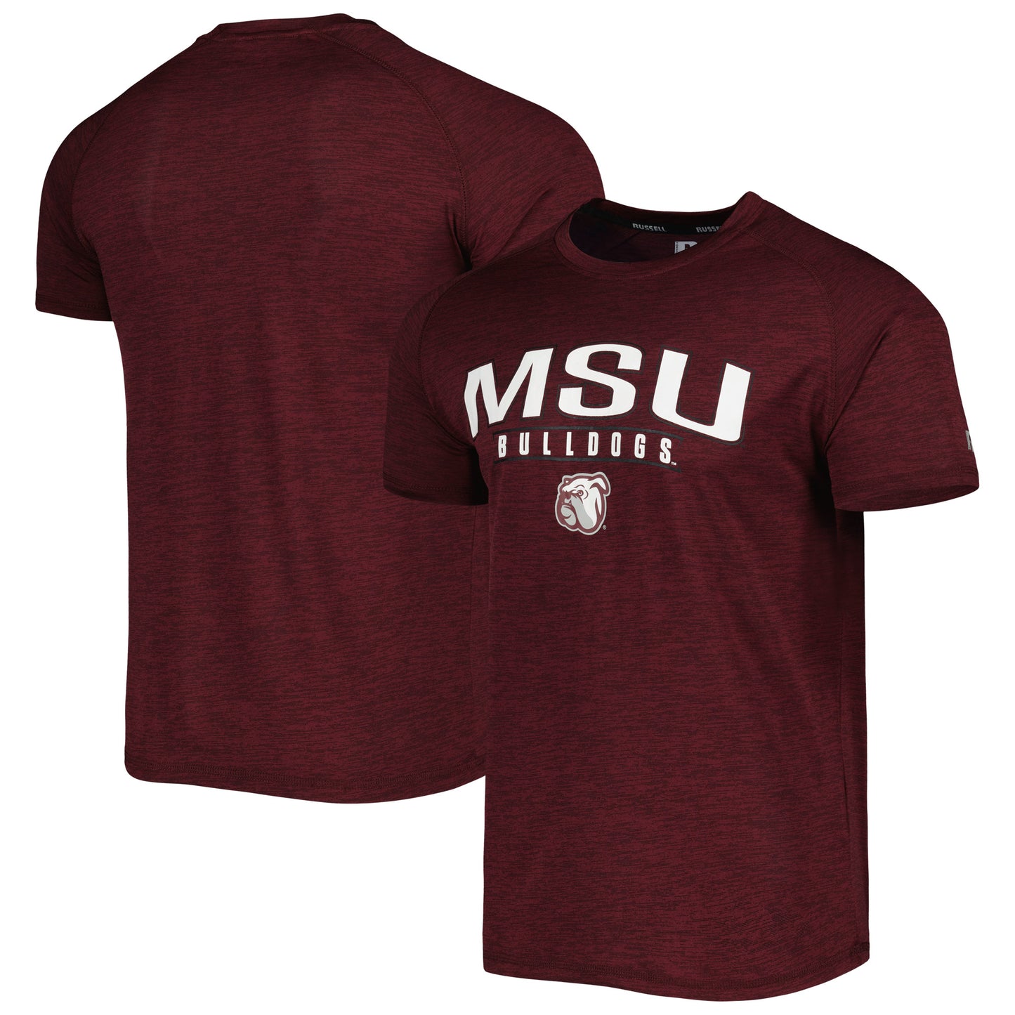 Men's Russell Heather Maroon Mississippi State Bulldogs Wordmark Raglan T-Shirt