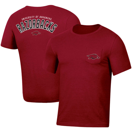 Men's Russell Heather Cardinal Arkansas Razorbacks Pocket T-Shirt