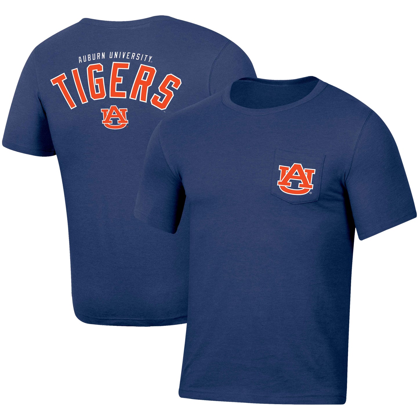 Men's Russell Heather Navy Auburn Tigers Pocket T-Shirt