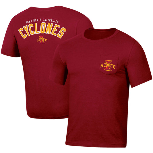 Men's Russell Heather Cardinal Iowa State Cyclones Pocket T-Shirt