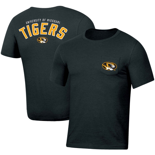 Men's Russell Heather Black Missouri Tigers Pocket T-Shirt