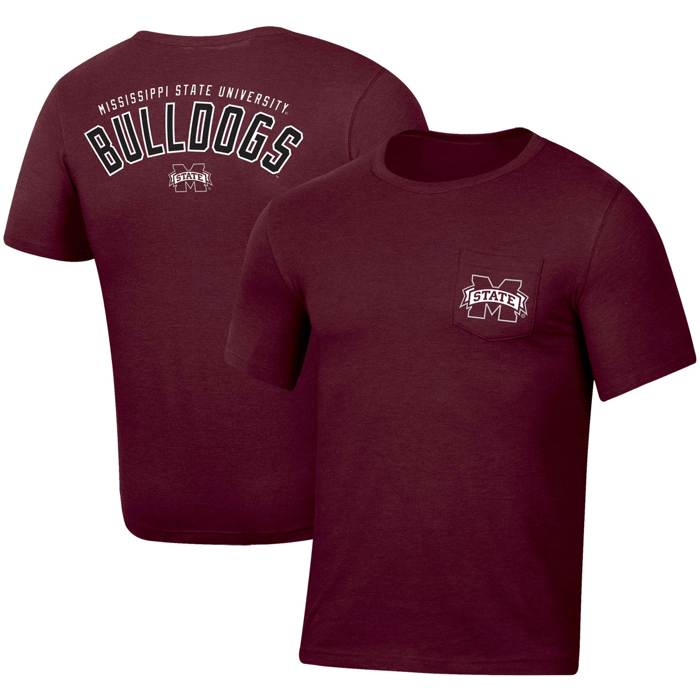 Men's Russell Heather Maroon Mississippi State Bulldogs Pocket T-Shirt