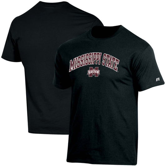 Men's Russell Black Mississippi State Bulldogs Wordmark Spinner T-Shirt